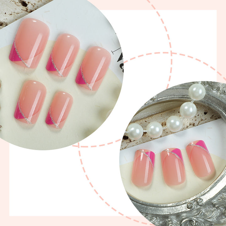Dekoratives Press-On-Nagel-Set mit stilvollem geometrischem Design Karnz
