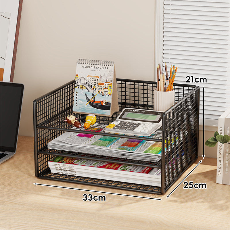 Belüfteter Mesh-Dreifach-Desktop-Dokumenten- und Zeitschriftenorganisator-Rack