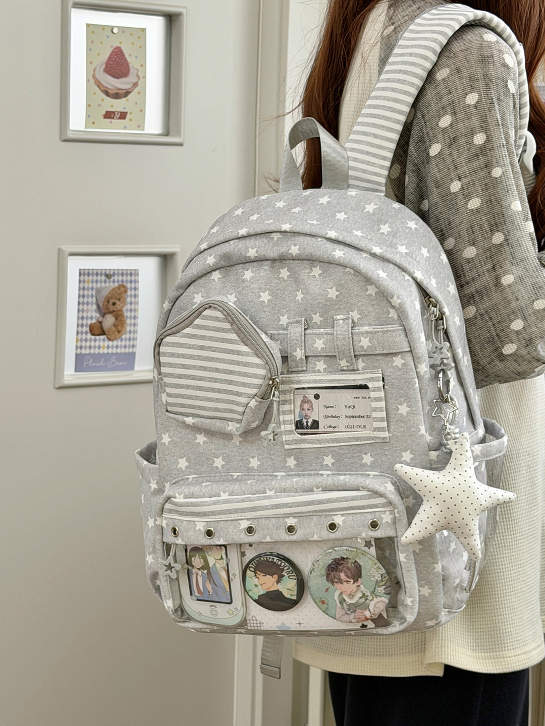 Stilvoller Mehrfach-Taschen Klar-Panel Rucksack Karnz