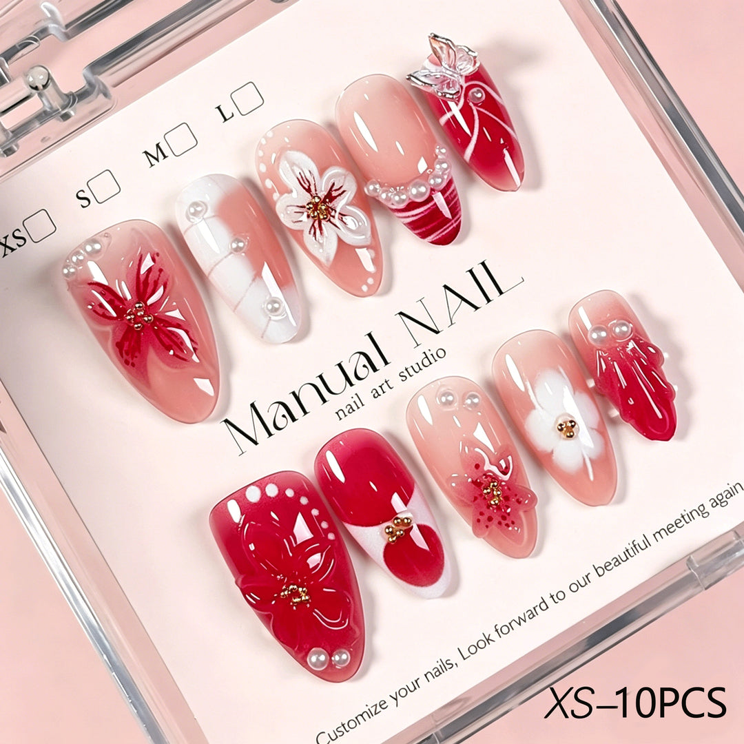 Dekorative Blumen Press-On Nagelkunst Kollektion Karnz