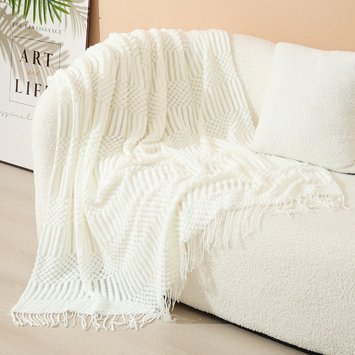 Strukturierte Fransen-Wurfdecke