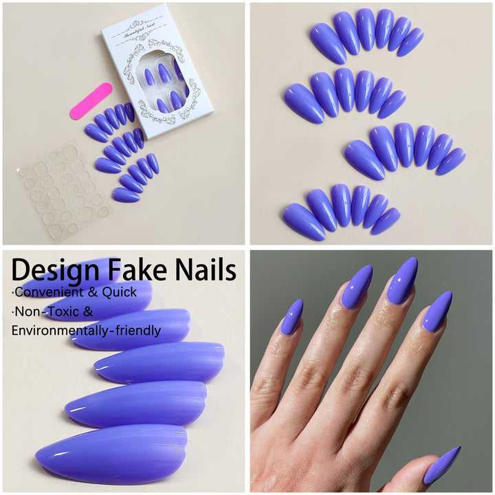 Kunstnagelset mit eleganten Stiletto-Spitzen und mattem Finish Karnz