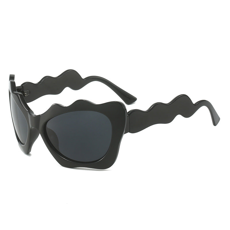 Damen extravagante Sonnenbrille mit wellenförmigem Rahmendesign Karnz