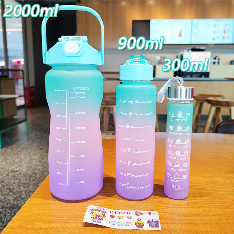 Damen ergonomische Wasserflasche mit Motivationsmarkierungen Karnz