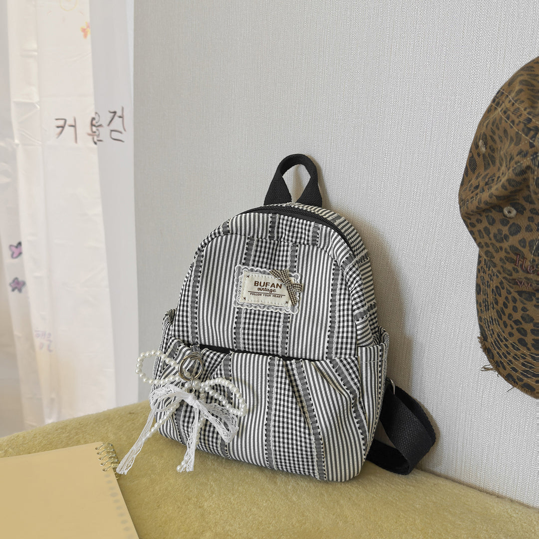 Stilvolle kleine karierten Muster Rucksack Karnz