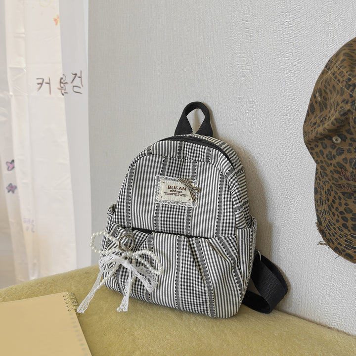 Stilvolle kleine karierten Muster Rucksack Karnz