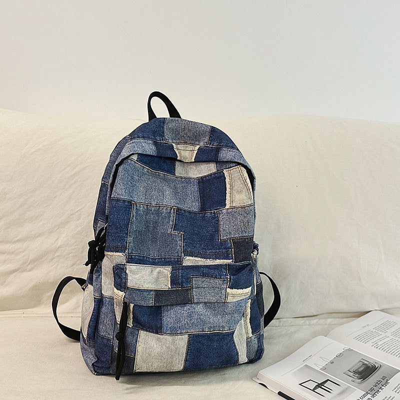Umweltfreundlicher Denim-Patchwork-Rucksack