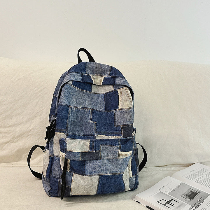 Umweltfreundlicher Denim-Patchwork-Rucksack