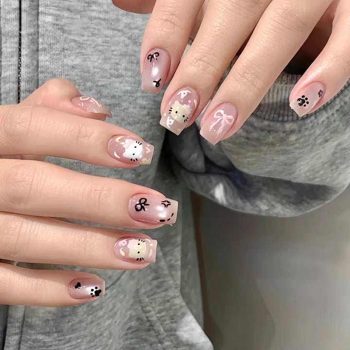 Süßes Hasen-Themen Press-On Nagelkunst Set Karnz