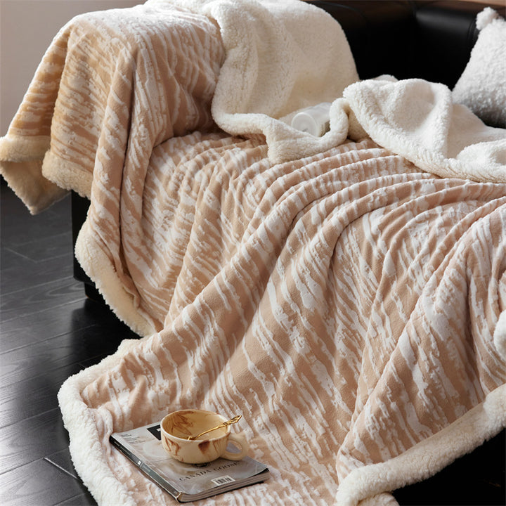 Kuschelige Wohndecke mit Sherpa-Futter und Jacquardmuster