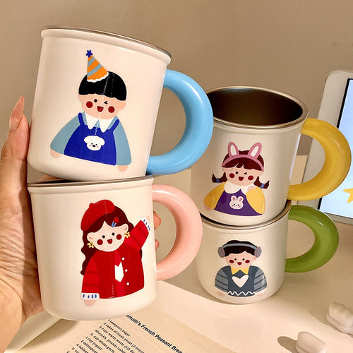 Edelstahl Kaffeebecher mit Fröhlichem Kindermotiv Karnz