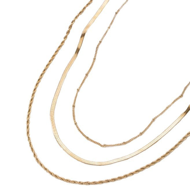 Schichtige Goldkette Halskette Karnz