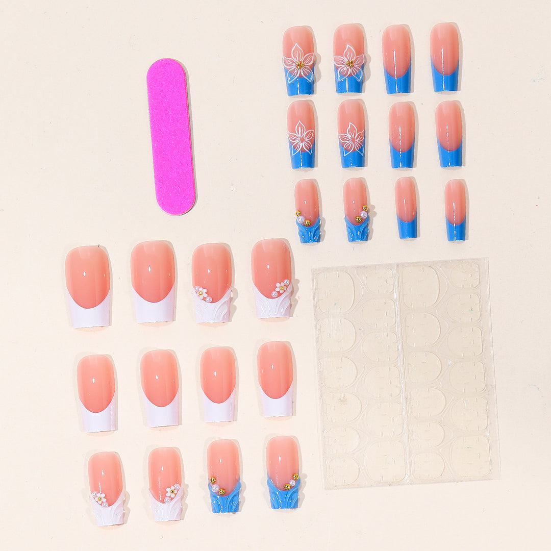 Elegantes Blumendesign Acryl-Nagel-Set Karnz