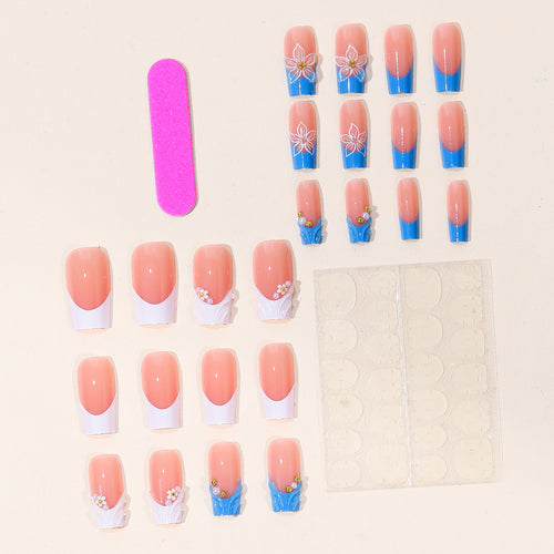 Elegantes Blumendesign Acryl-Nagel-Set Karnz