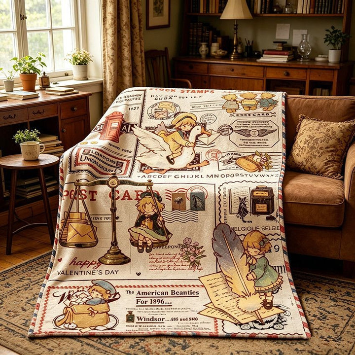 Gemütliche Vintage-Themen-Fleece-Decke Karnz