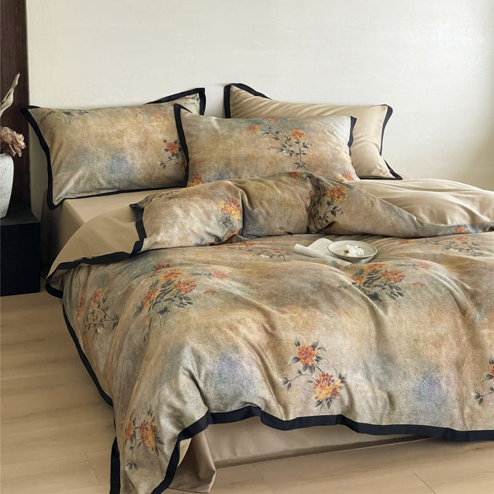 Luxus Floral Gebürstete Mikrofaserdecke Set mit Paspelrand