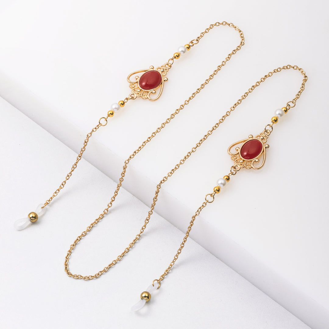 Elegante Brillen Kette mit dekorativen Edelsteinen Karnz