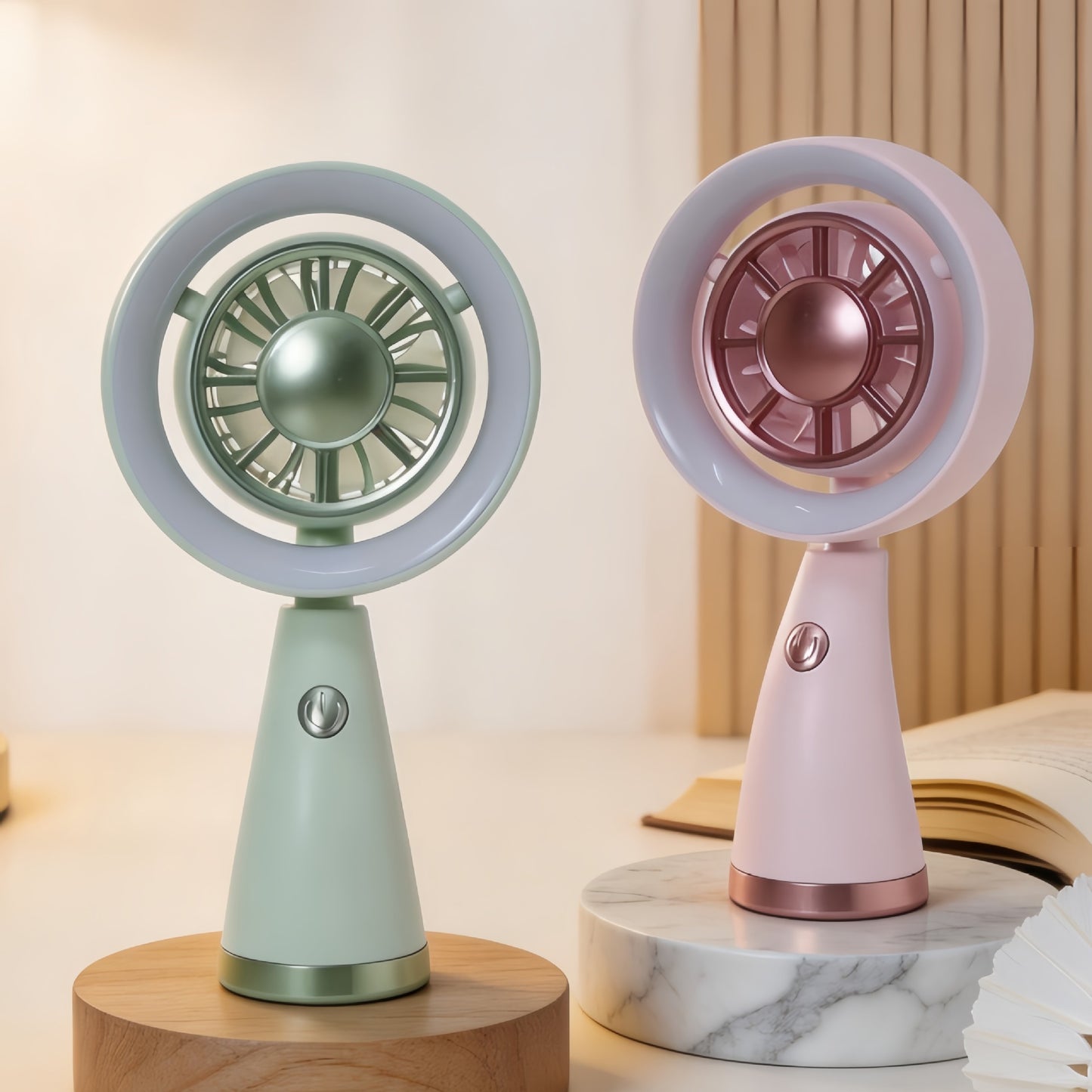 Damen Tragbarer RGB Handventilator mit USB-Ladefunktion Karnz