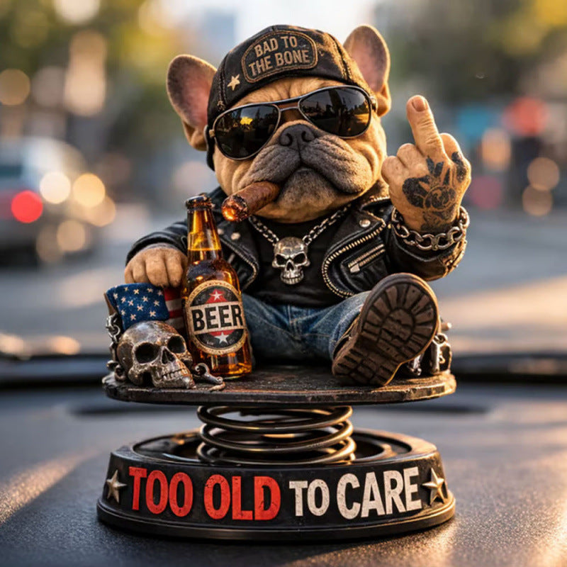 Dekorative Bulldoggenfigur im Rocker-Style Karnz