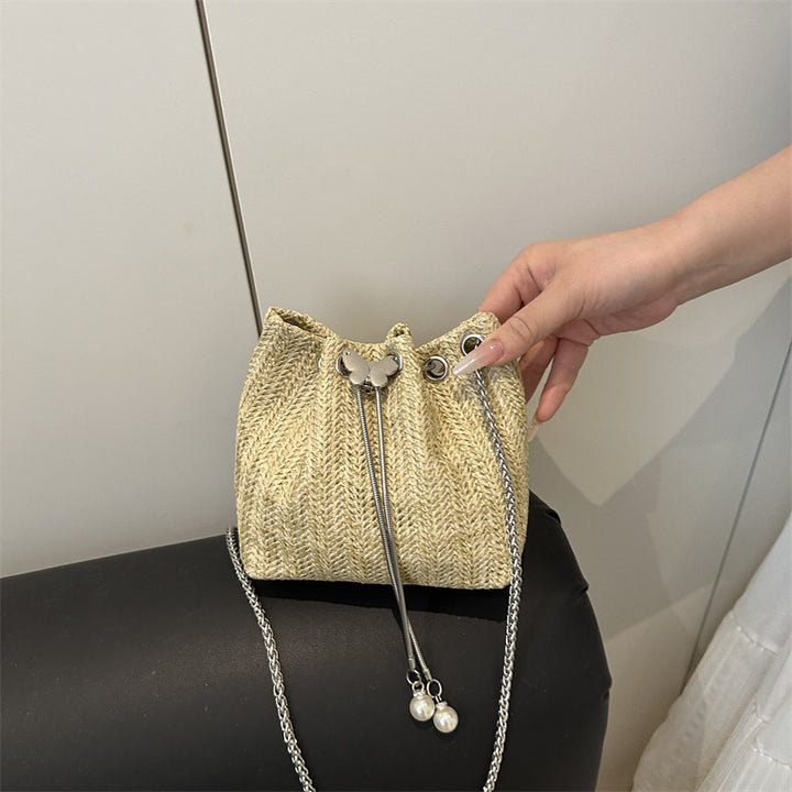 Elegante Gewebte Kordelzug Mini Handtasche Karnz