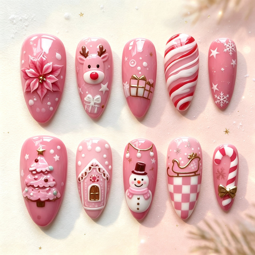 Festliches dekoratives Press-On-Nagelset