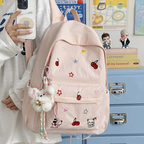 Verspielter Charakter Bestickter Schulrucksack Karnz