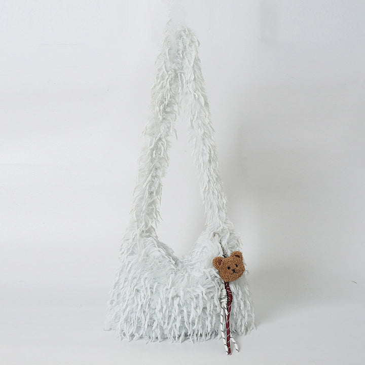 Fluffige Fransenschultertasche