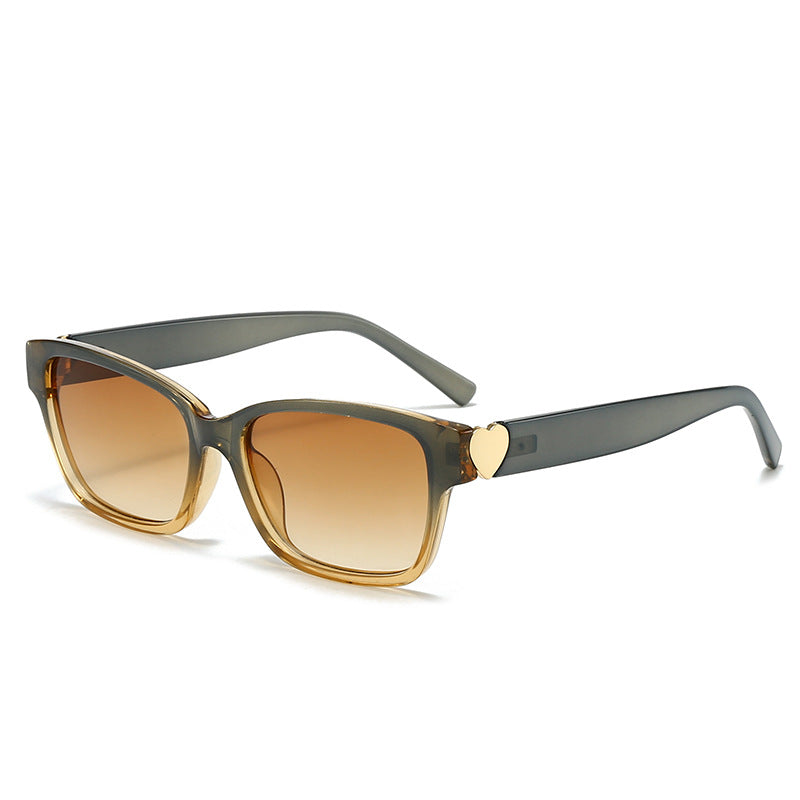 Damen modische quadratische Sonnenbrille mit Herz-Akzenten Karnz
