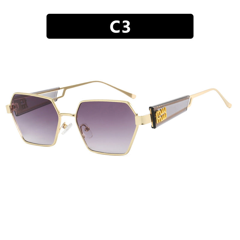 Damen hexagonale Sonnenbrille mit elegantem Metallrahmen und schützenden Gläsern Karnz
