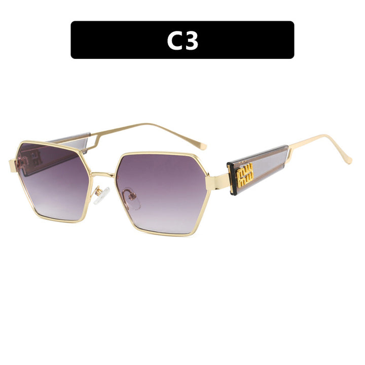 Damen hexagonale Sonnenbrille mit elegantem Metallrahmen und schützenden Gläsern Karnz