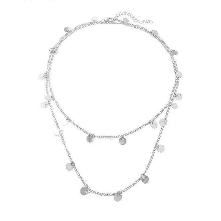 Zarte Mehrlagige Kette mit Edelstahl-Markenanhängern Karnz