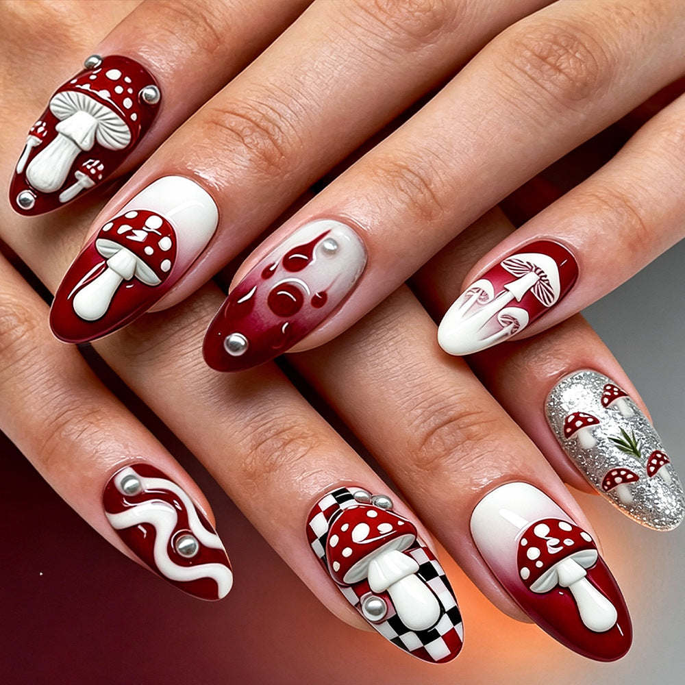 Künstlerisches Pilzdesign Press-On Nagelset Karnz