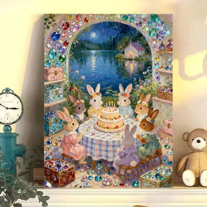 Verspielt Kaninchen Szene Leinwand Kunst Druck Karnz