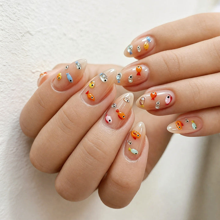 Künstlerisches Fisch-Themen Press-On Nail Set Karnz
