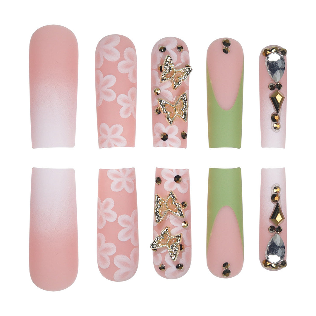 Blumengestützte Press-On Nail Art Karnz