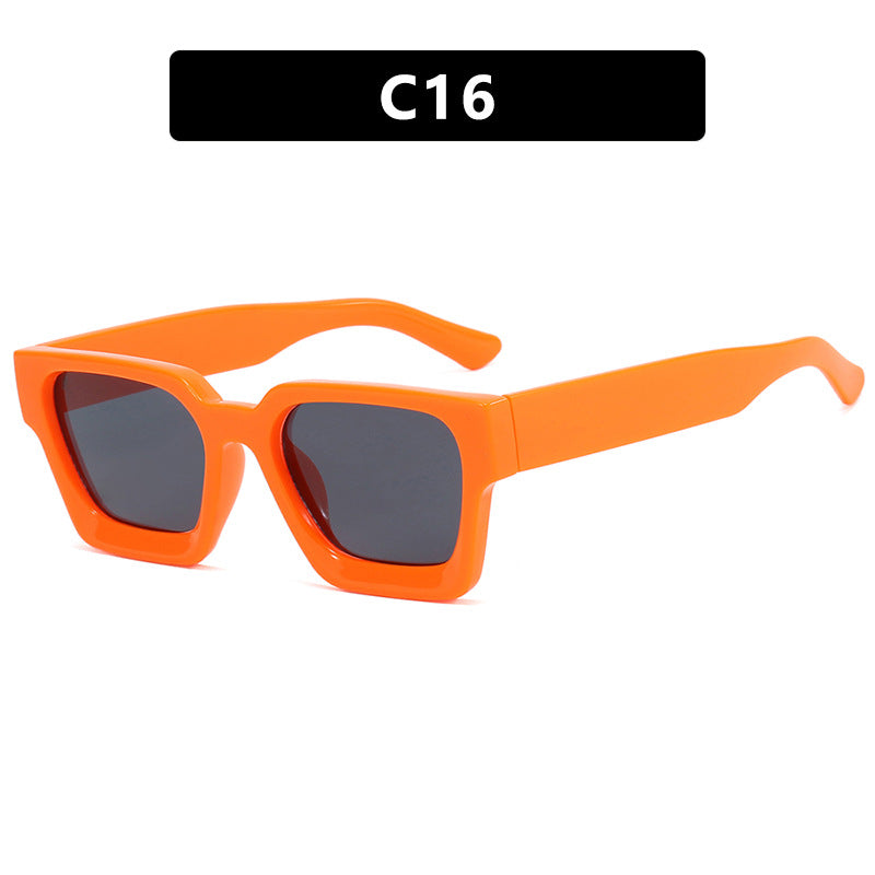 Damen modische quadratische Sonnenbrille mit robustem Rahmen und gelben Gläsern Karnz