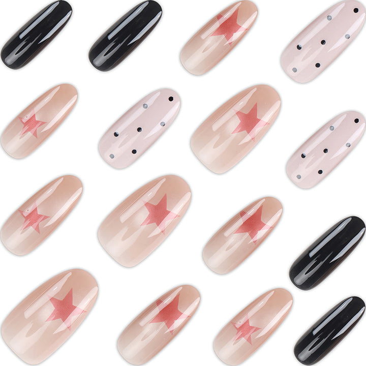 Künstlerisches Press-On-Nagel-Set mit mutigen Stern Designs Karnz