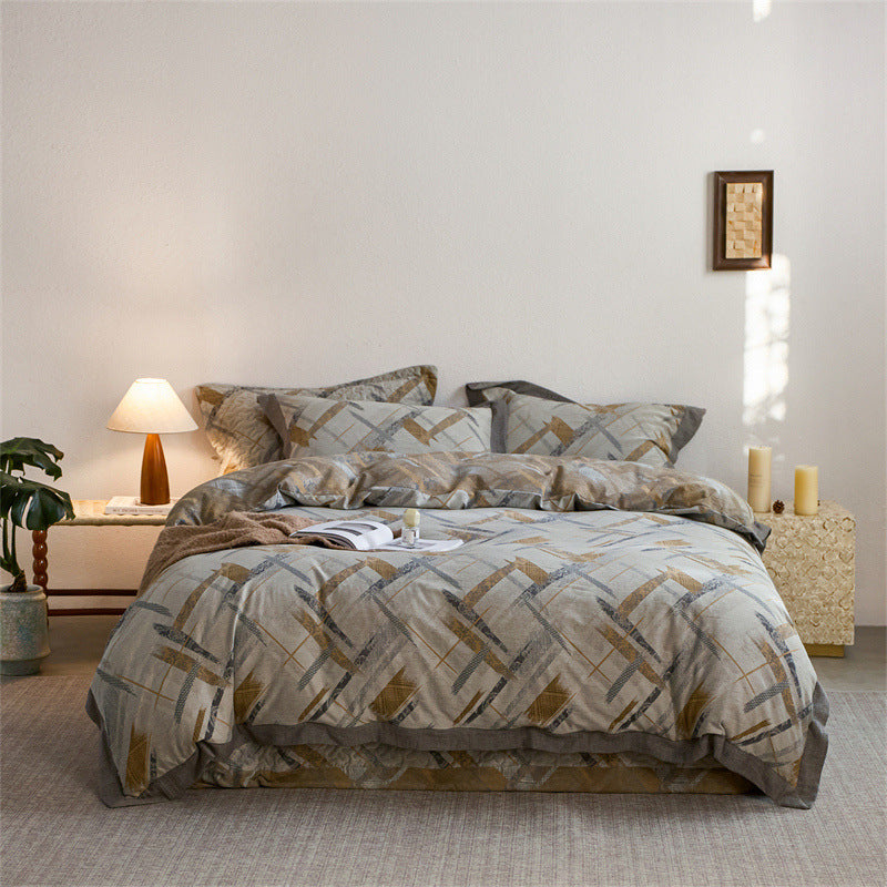 Luxus Wendbare Jacquard Bettbezug Set