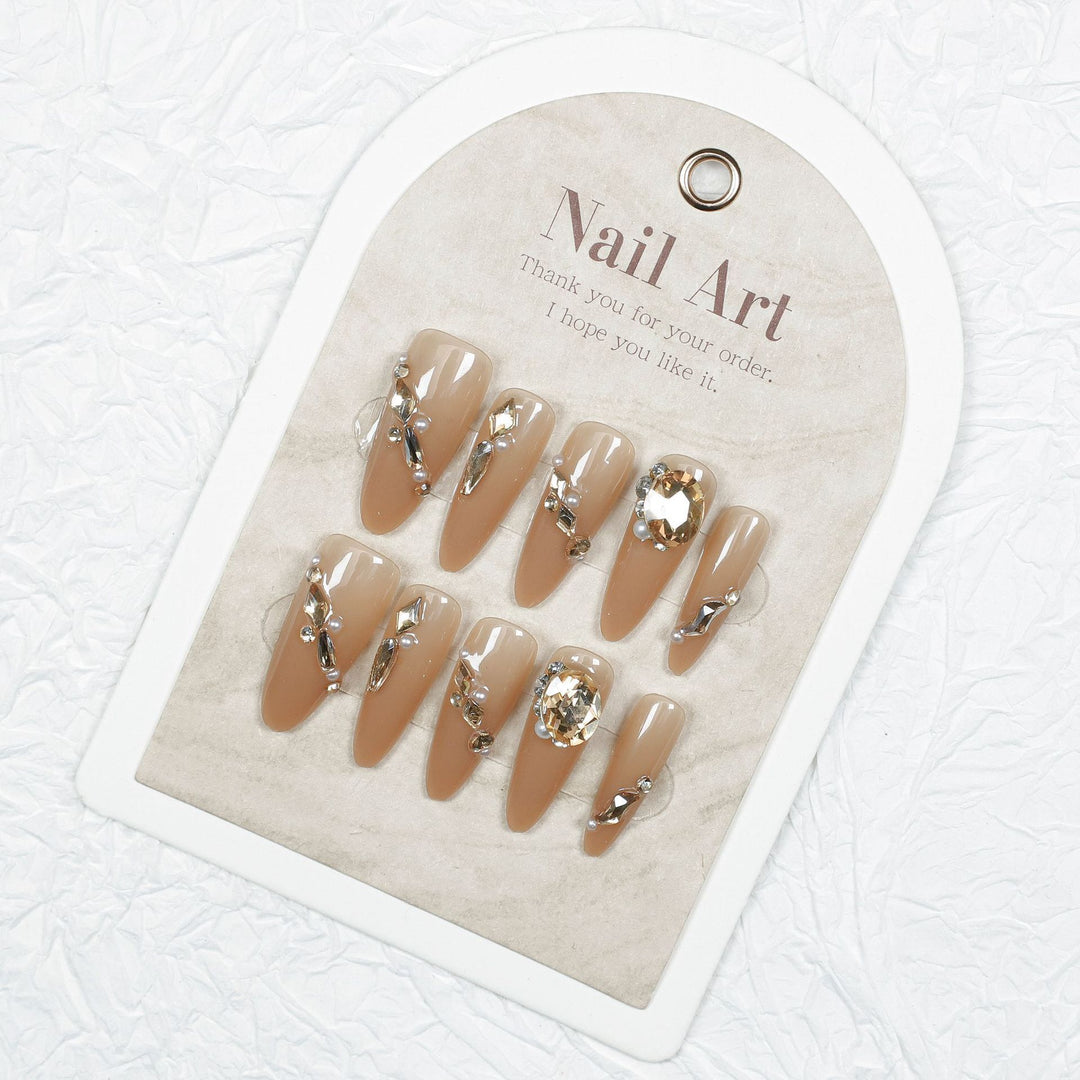 Glamouröser Kristall-beschmückter Press-On Nail Set Karnz