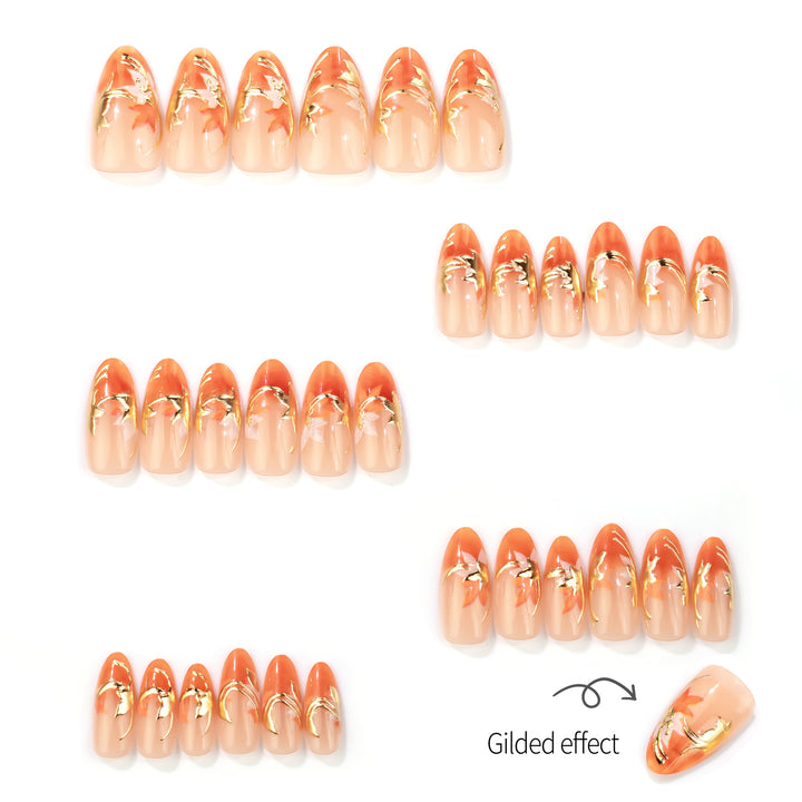 Manuelles Nagelkunst-Set mit Herbstblatt-Design