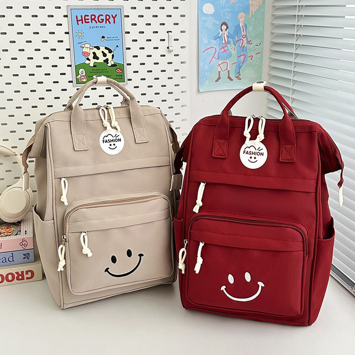 Trendy Multi-Taschen Smiley-Gesicht Rucksack Karnz
