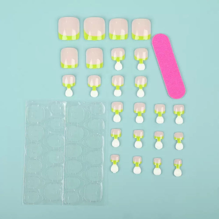 Fußnagelkunst-Set mit Neon-French-Design Karnz