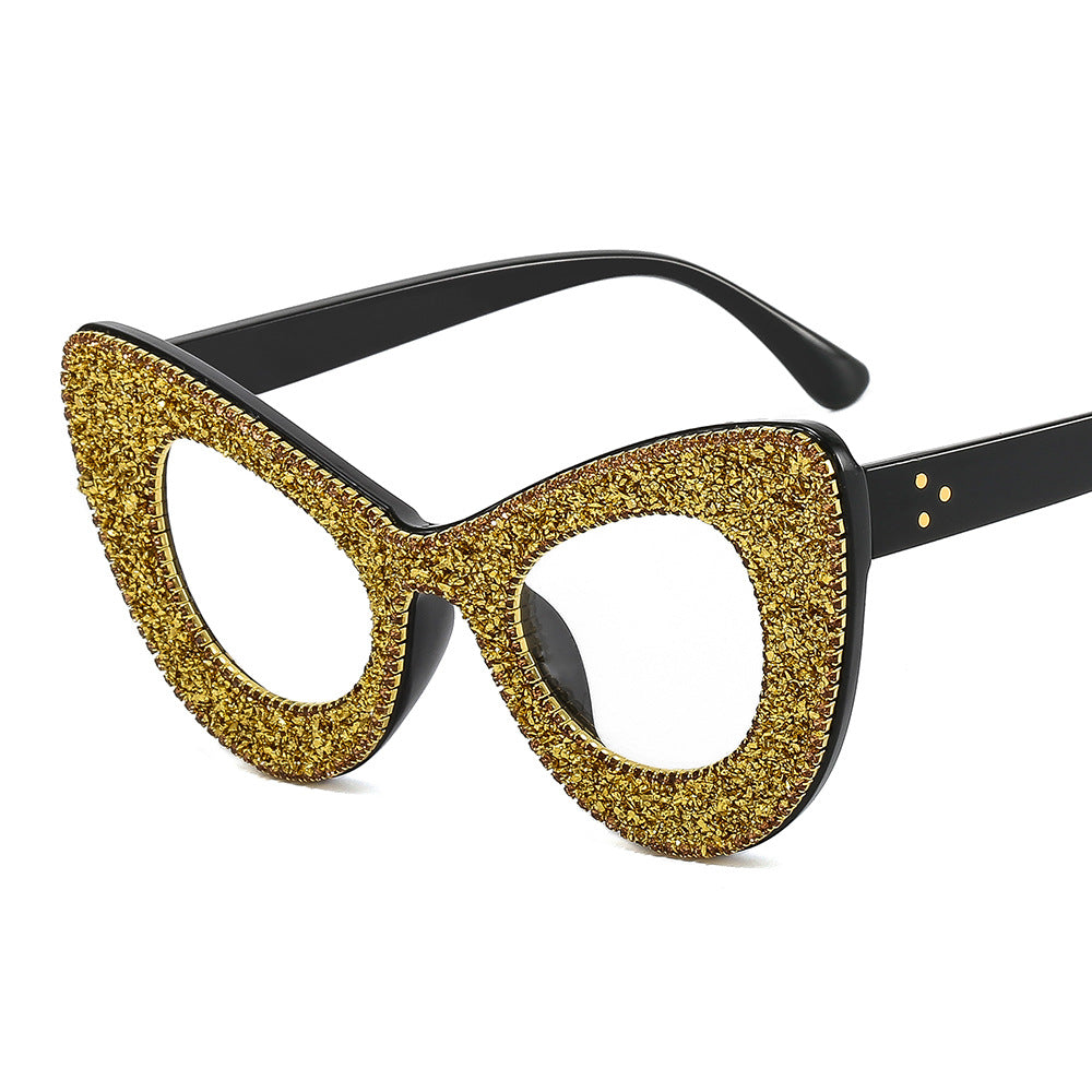 Damen Glamouröse Cat-Eye Sonnenbrille mit Strassverzierung Karnz