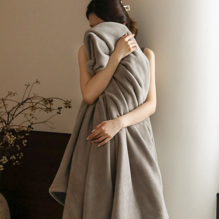 Reversible Ultra-Soft Velvet Fleece Oversized Throw Blanket with Whipstitch Hem