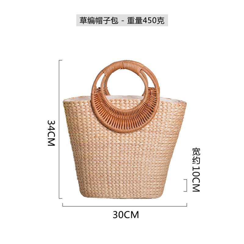 Damen handgefertigte Strandtasche mit geflochtenen Griffen Karnz