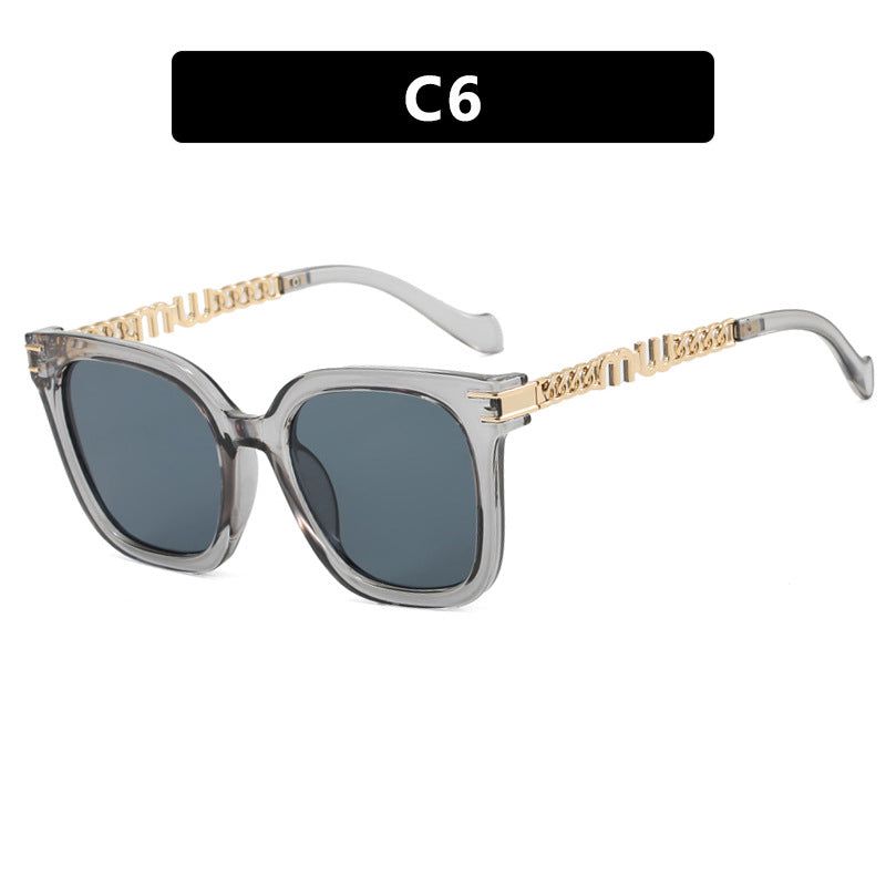 Damen trendige quadratische Sonnenbrille mit elegantem Rahmen und stylishem Goldakzent Karnz