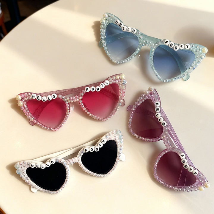 Perlenverzierte Cat-Eye-Sonnenbrille Karnz