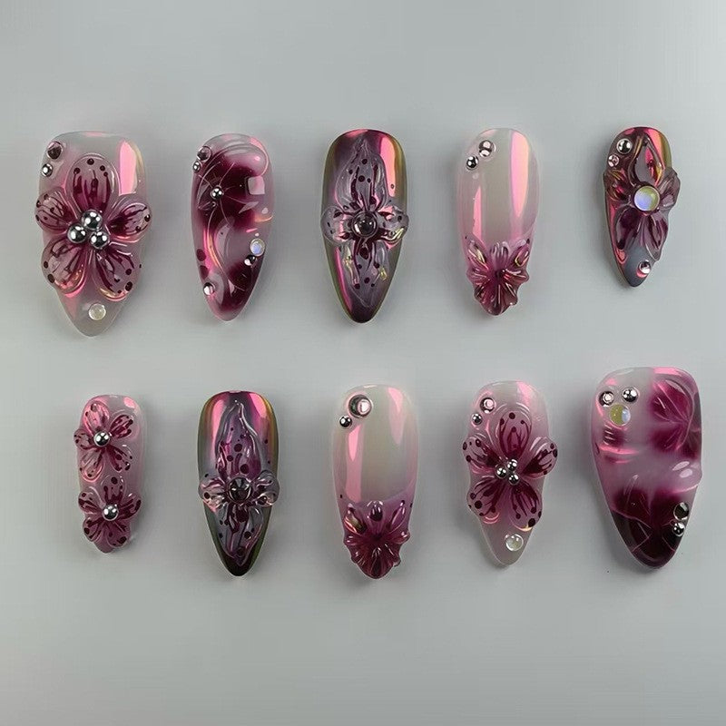 Floral 3D Press-On Nagelset Karnz