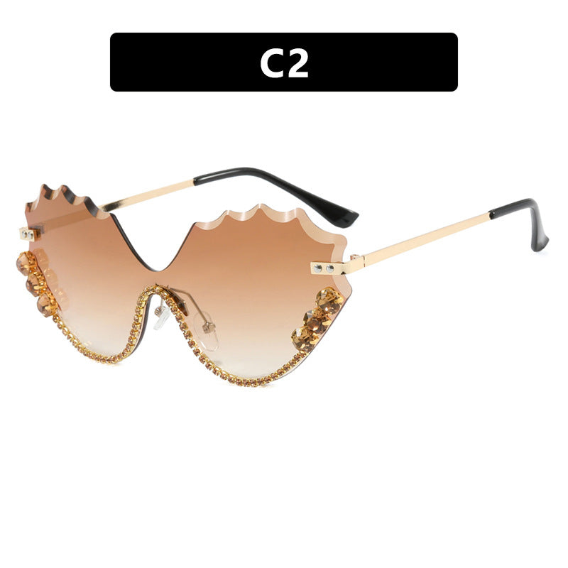 Damen extravagante Sonnenbrille mit glitzerndem Akzent und einzigartigem Design Karnz