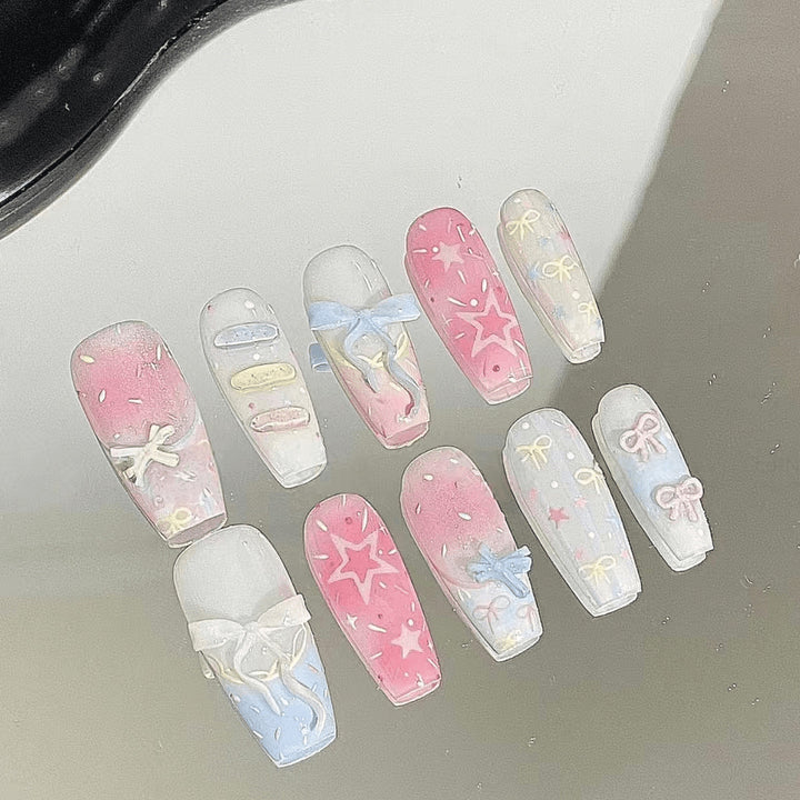 Elegante Glänzende Press-On Nagelset  1791774068